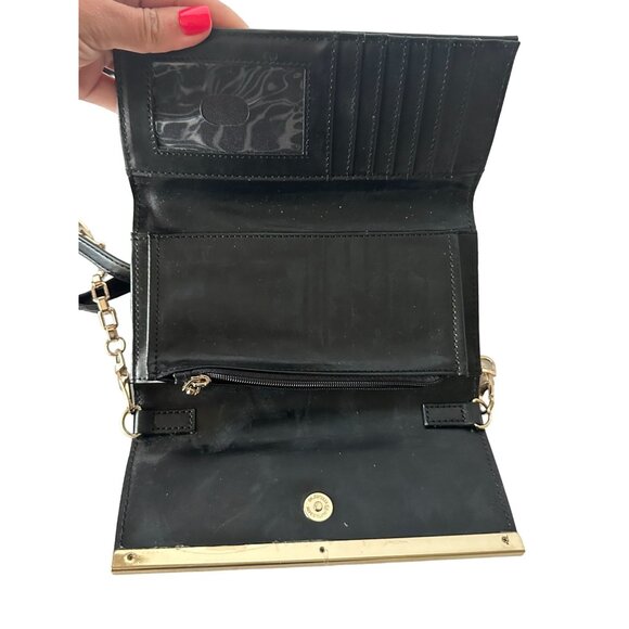 WHITE HOUSE BLACK MARKET WHBM Blue Gingham Chain Crossbody Wallet Bag - Picture 6 of 7